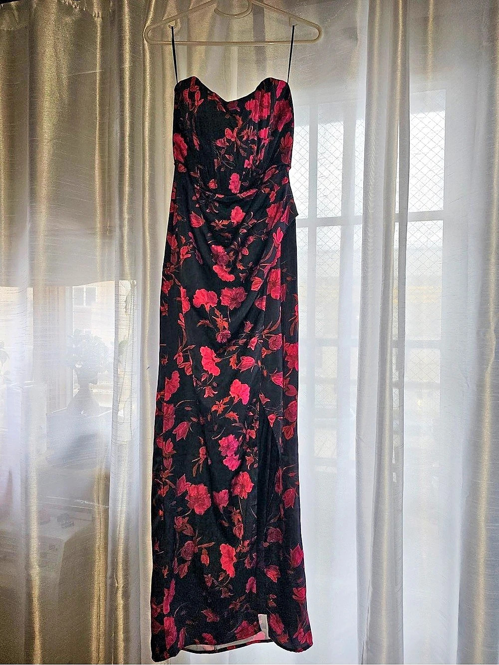 Petal & Pup Angelique Strapless Maxi Dress - Black Floral